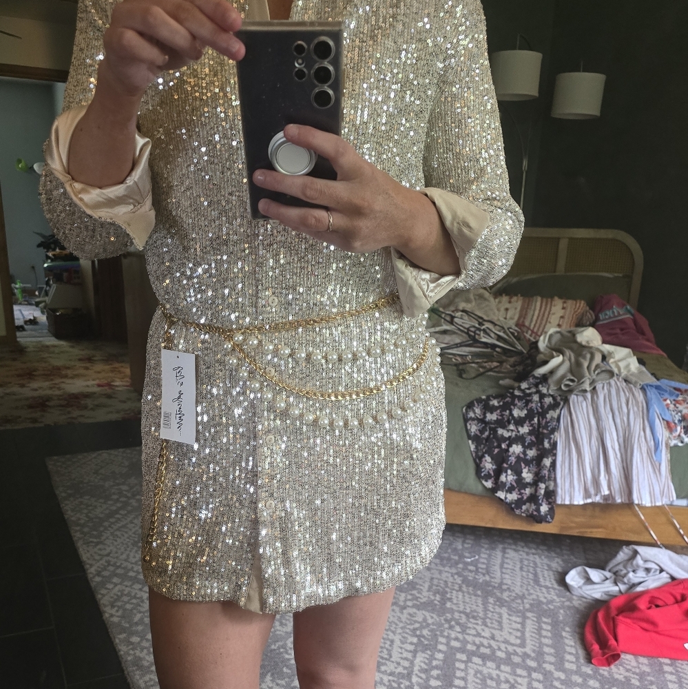 12th Tribe Champagne Sequin Dress